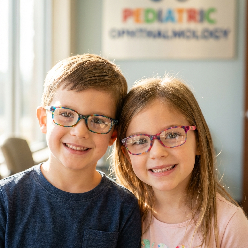 Deux enfants portant des lunettes